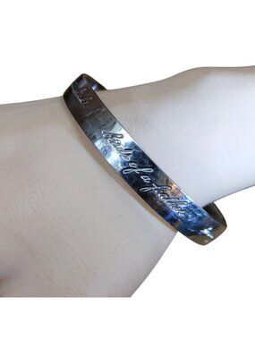 Kate Spade Bangle Bracelet Engraved New York Silver Plate Tone Best Friend Ever